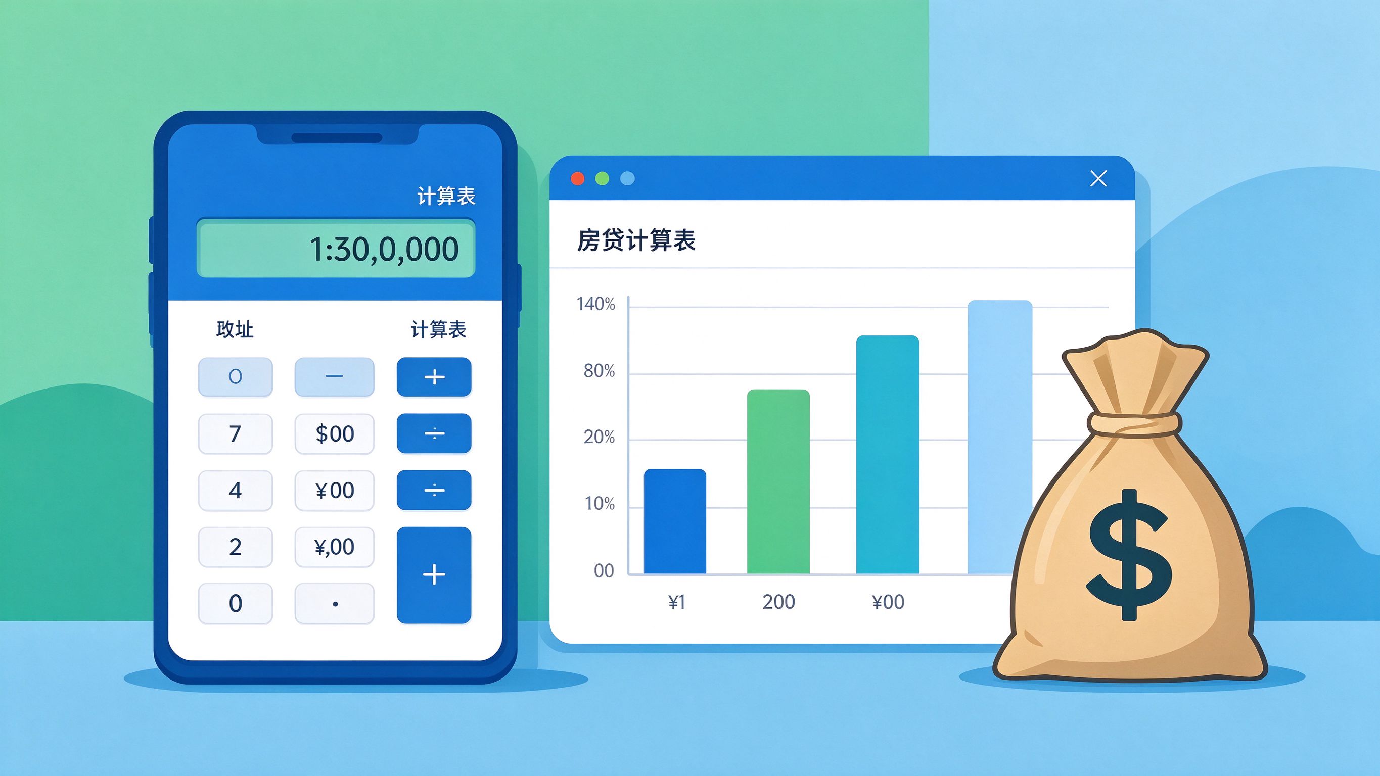 房贷月供计算,等额本息计算,等额本金计算,房贷计算器